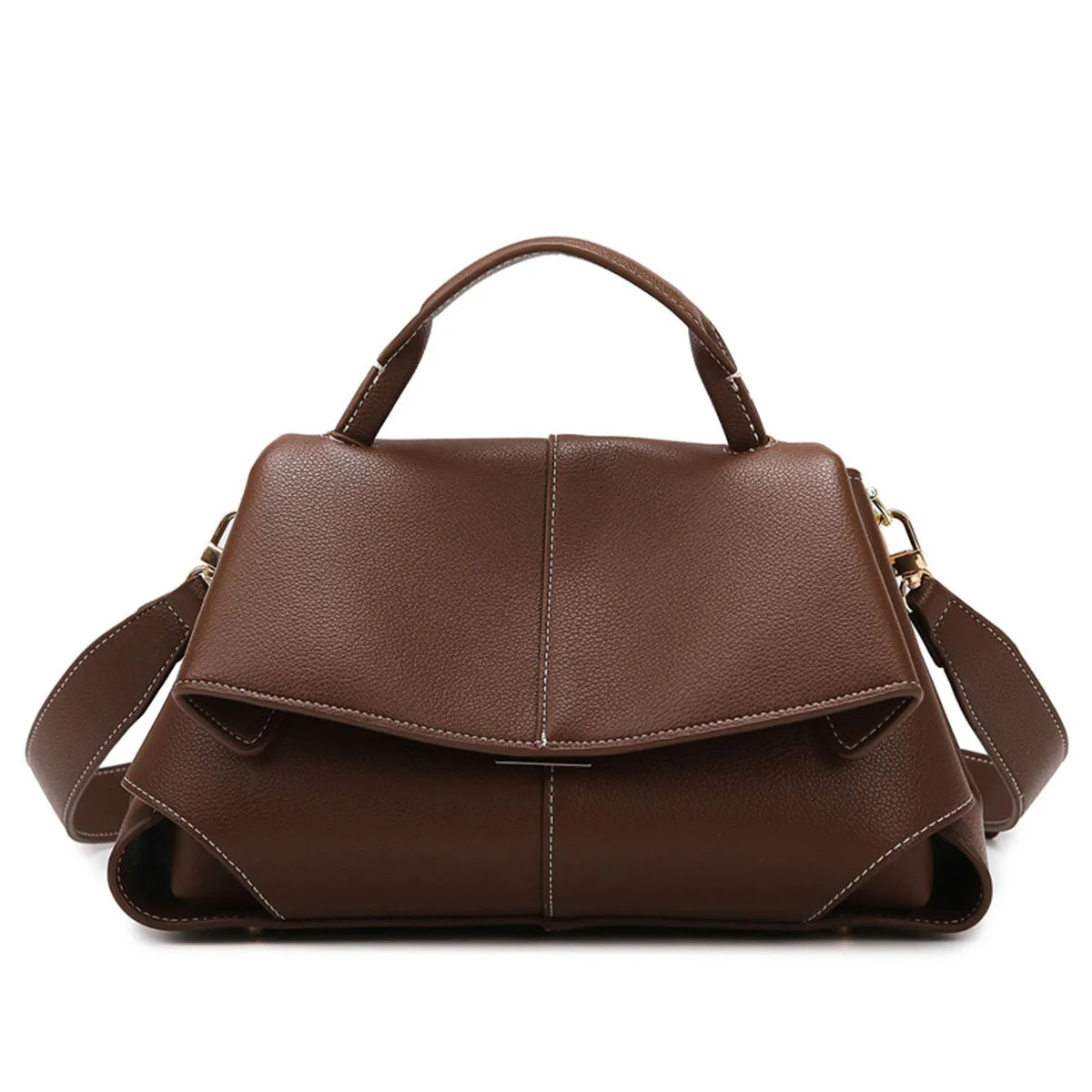 Women Fashion Casual Solid Color Soft Leather Handbag