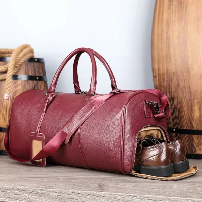Men'S Fashion Casual Genuine Leather Cowhide Luggage Bag