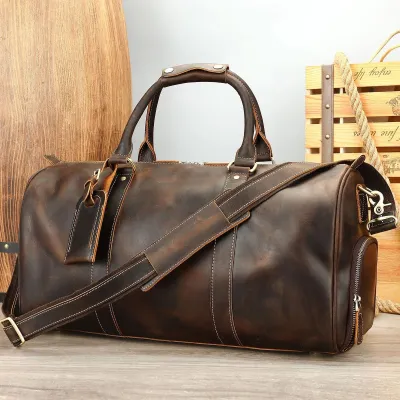 Men'S Fashion Casual Genuine Leather Cowhide Luggage Bag