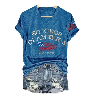 Women Casual V-Neck Short-Sleeve T-Shirt with 3D Digital Printing