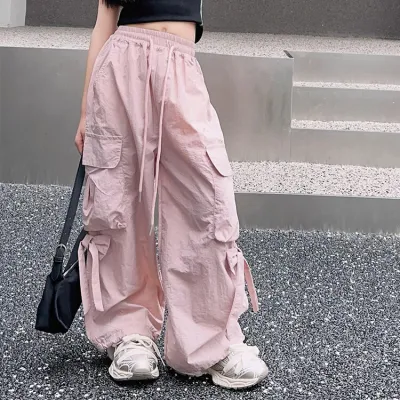 Kids Girls' Fashion Casual Solid Color Light-Weight Cotton Blend Pockets Pants