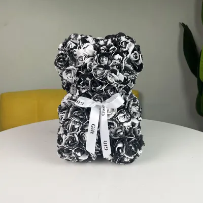 Women Fashion Valentine's Day Gradient Eternal Flower Rose Bear Gift with Light