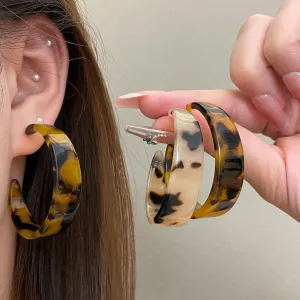 Women Fashion Autumn Winter Leopard C-Shaped 925 Silver Earrings