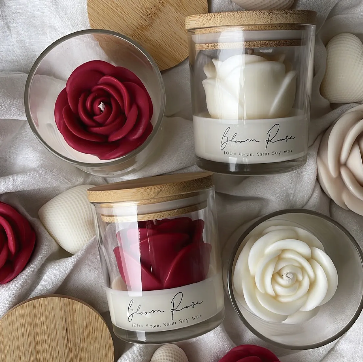 Valentine's Day Rose Glass Aromatherapy Candle Cup - Soybean Mixed Wax Cup Shape