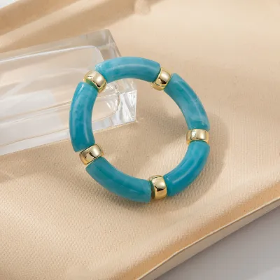 Women Fashion Acrylic Curved Bamboo Tube Bracelet