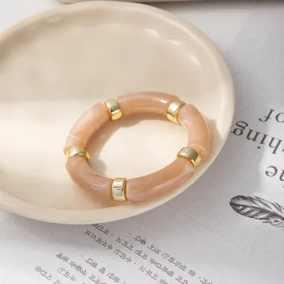 Women Fashion Acrylic Curved Bamboo Tube Bracelet