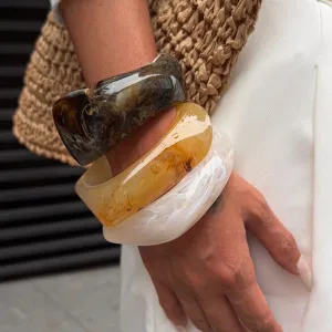 Women Fashion Exaggerated Irregular Antique Acrylic Bracelet
