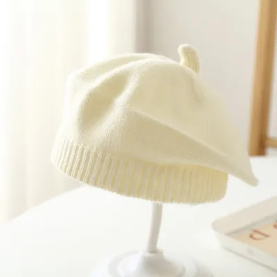 Kids Baby Fashion Cute Spring And Autumn Solid Color Knitted Beret Hat