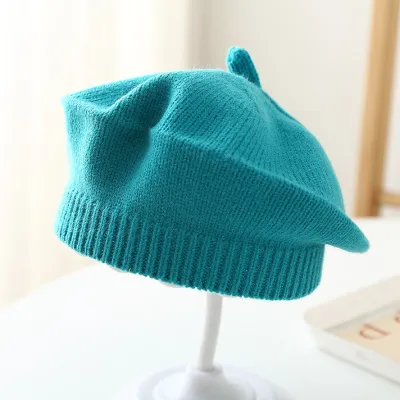 Kids Baby Fashion Cute Spring And Autumn Solid Color Knitted Beret Hat