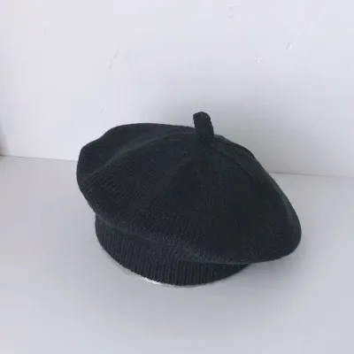 Kids Baby Fashion Cute Spring And Autumn Solid Color Knitted Beret Hat
