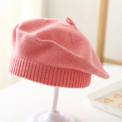 Kids Baby Fashion Cute Spring And Autumn Solid Color Knitted Beret Hat