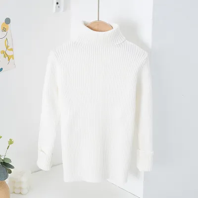 Kids Boys And Girls Fashion Solid Color Autumn Winter High Collar Sweater Long Sleeve Pullover