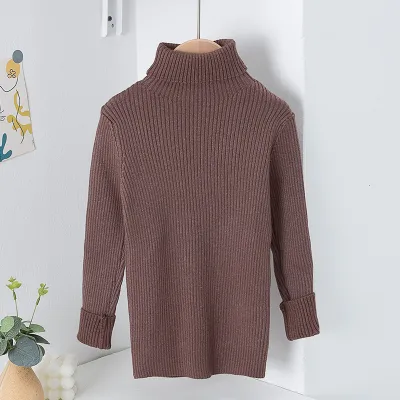 Kids Boys And Girls Fashion Solid Color Autumn Winter High Collar Sweater Long Sleeve Pullover