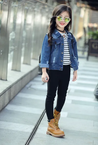 Kids Girls Fashion Casual Solid Color Tight Cotton Denim Jeans