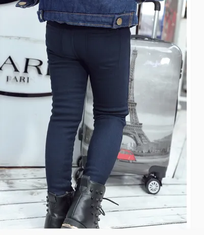 Kids Girls Fashion Casual Solid Color Tight Cotton Denim Jeans