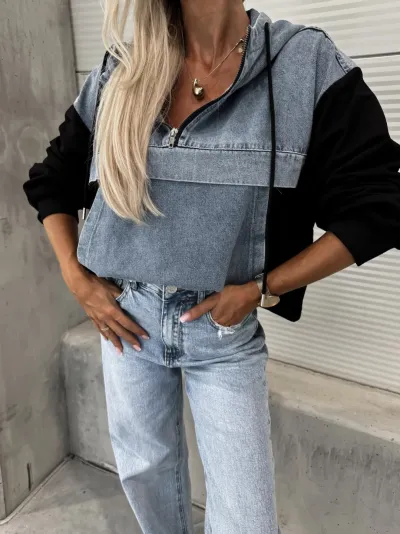 Winter Autumn Fashion Loose Casual Denim Hoodie