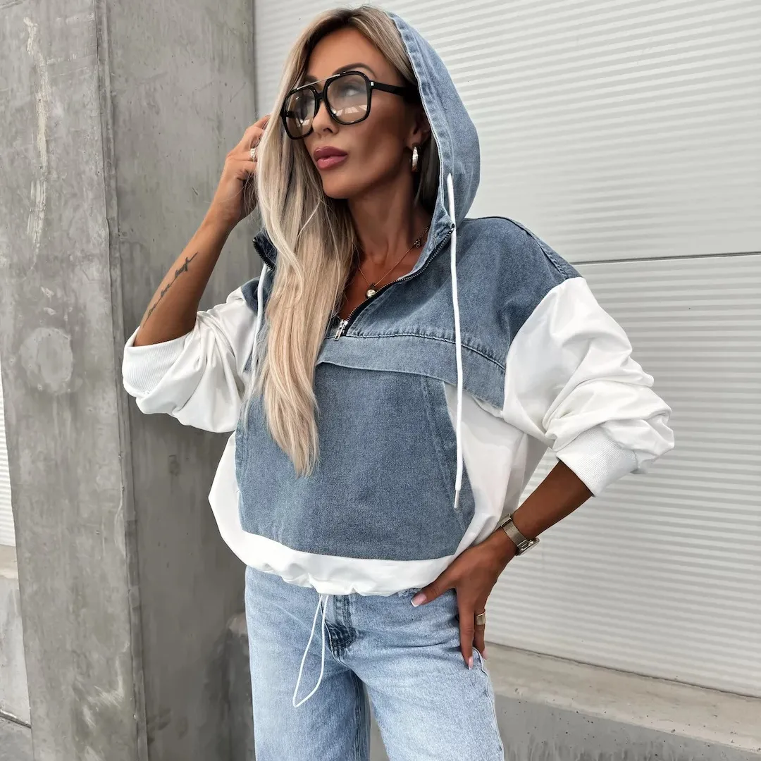 Winter Autumn Fashion Loose Casual Denim Hoodie