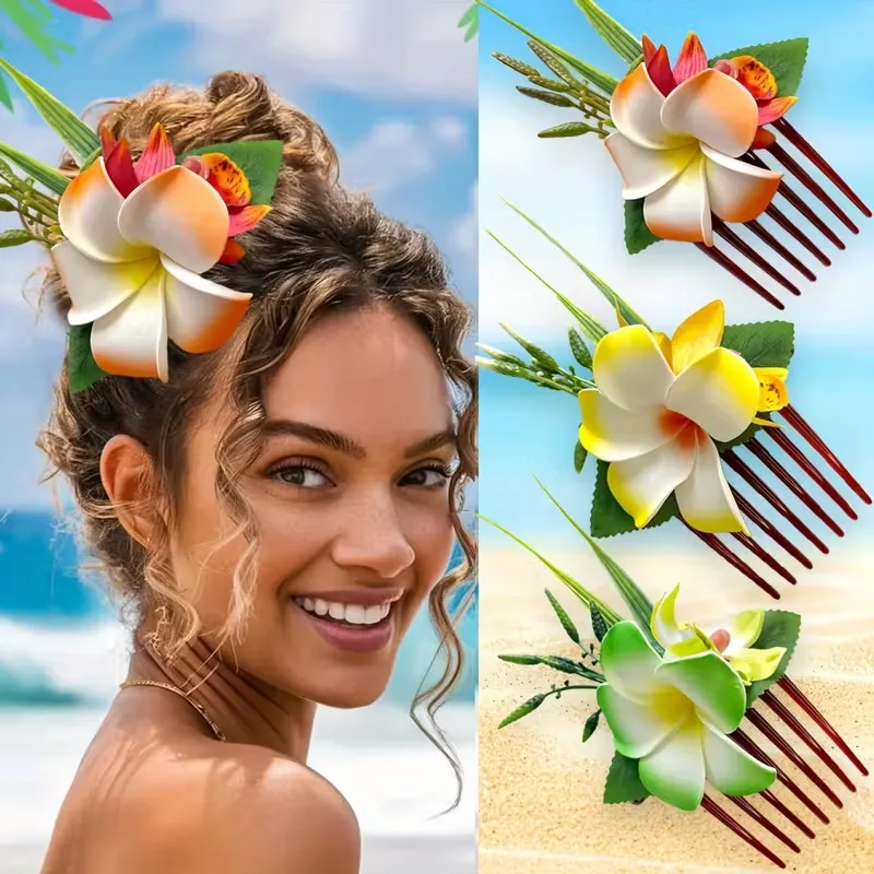 Hawaii Egg Flower Hair Comb Seaside Beach Vacation Hair Accessories