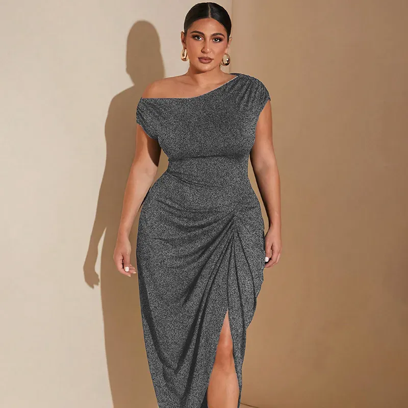 Summer Slim-Fit Sexy Tight Waist Split Sleeveless Elegant Plus Size Dress