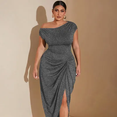 Summer Slim-Fit Sexy Tight Waist Split Sleeveless Elegant Plus Size Dress