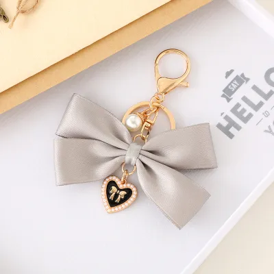 Women Fashion Fabric Ribbon Bowknot Pendant Keychain