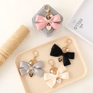 Women Fashion Fabric Ribbon Bowknot Pendant Keychain