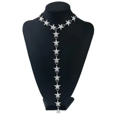 Fashion Rhinestone Star Women Exaggerated Necklace