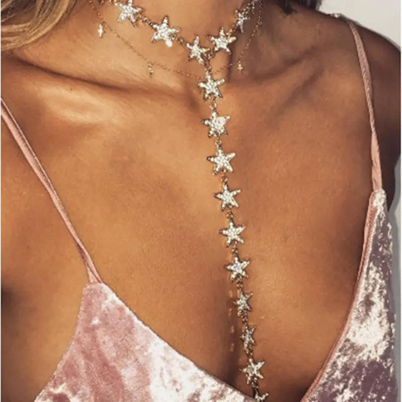 Fashion Rhinestone Star Women Exaggerated Necklace