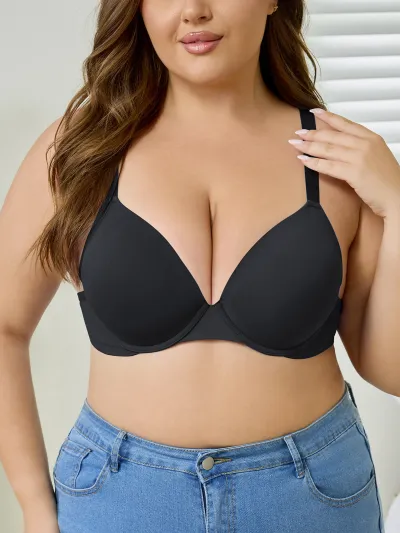 Women Plus Size Adjustable Bras Simple Solid Color Lingerie