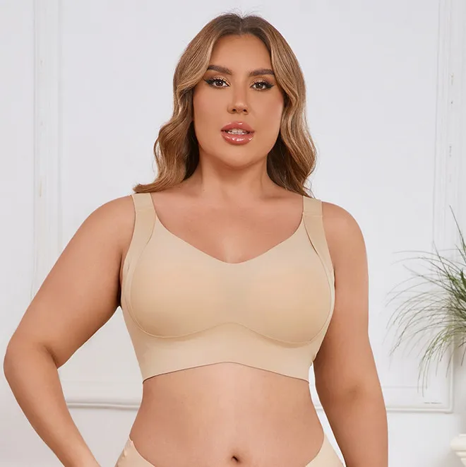 Women Plus Size Seamless Bras Lingerie - Full Cup, Nylon, Solid Color