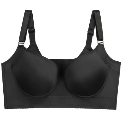 Women Plus Size Solid Color Full Cup Adjustable Bras Lingerie with Steel Ring