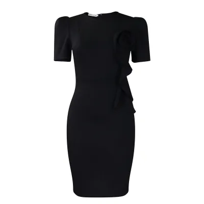 Women's Elegant Plus Size Solid Color Short-Sleeve Slim Fit African Midi Dress