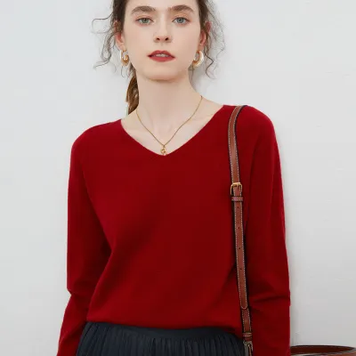 Women Casual Autumn Winter Solid Color Wool Knitted Loose Fit Sweater