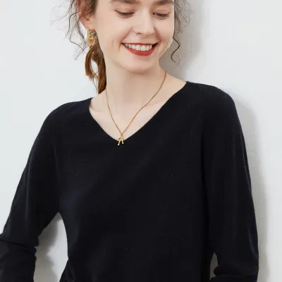 Women Casual Autumn Winter Solid Color Wool Knitted Loose Fit Sweater