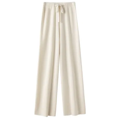Women Fashion Casual Winter Solid Color Wool Wide-Leg Pants