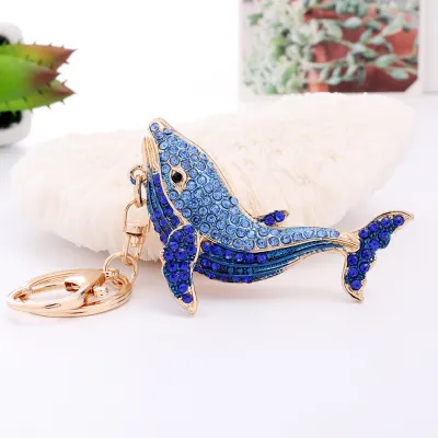 Fashion Cartoon Cute Metal Rhinestone Dolphin Keychain