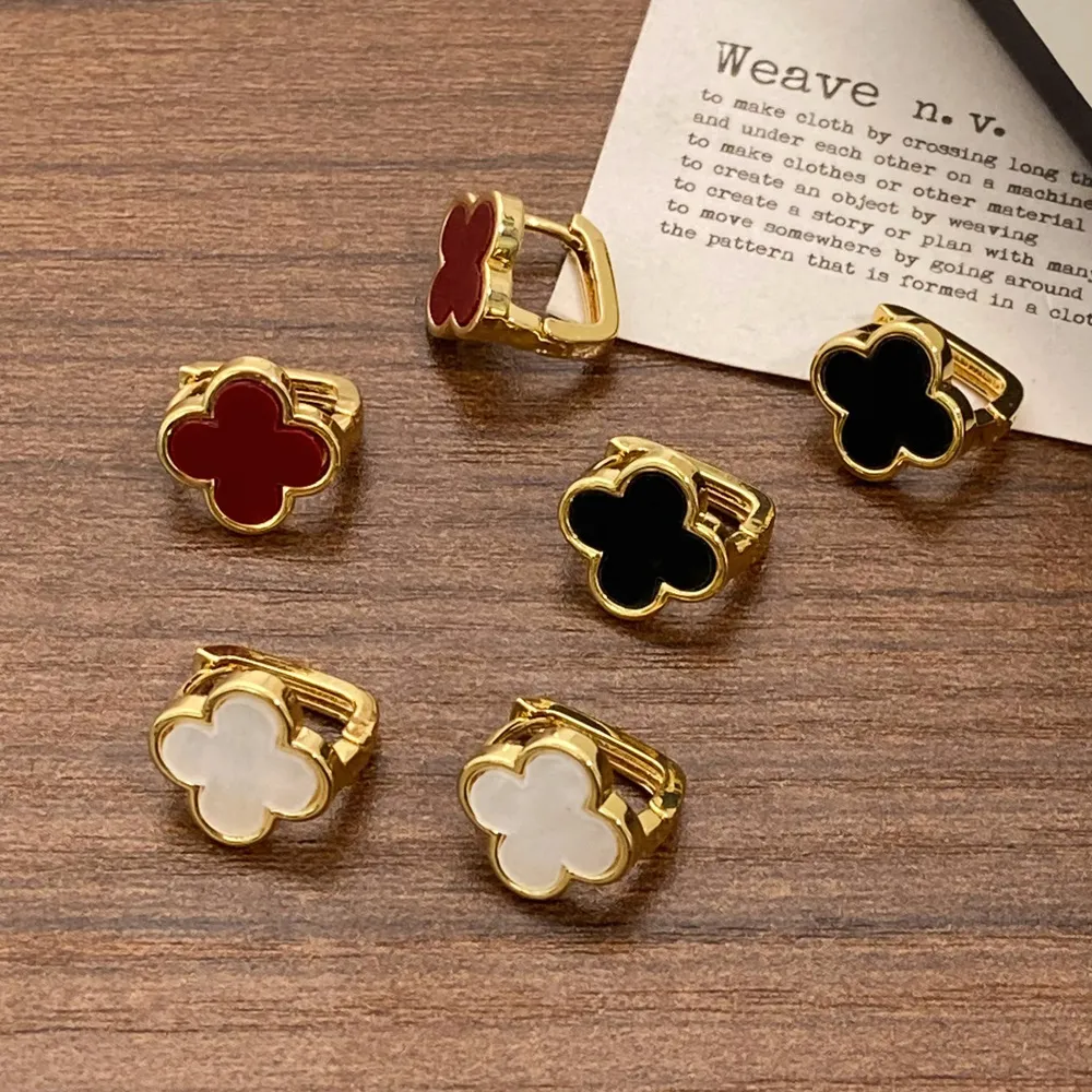 Exquisite Multicolor Lucky Four-Leaf Clover Copper Earrings Fashion Commuter