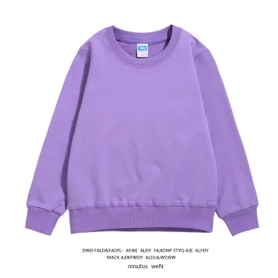 Adult Fashion Casual Solid Color Round Neck Long Sleeve Cotton Sweatshirt for Family Matching Outfits