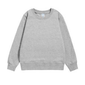 Adult Fashion Casual Solid Color Round Neck Long Sleeve Cotton Sweatshirt for Family Matching Outfits