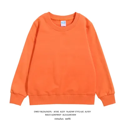Adult Fashion Casual Solid Color Round Neck Long Sleeve Cotton Sweatshirt for Family Matching Outfits