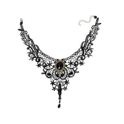 Women Gothic Multi-Layer Tassel Lace Choker Necklace