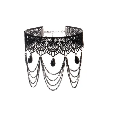 Women Gothic Multi-Layer Tassel Lace Choker Necklace