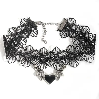 Women Gothic Multi-Layer Tassel Lace Choker Necklace