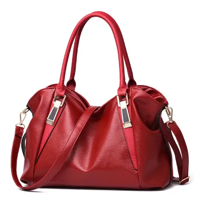 Women Casual Solid Large Capacity PU Tote Handbag