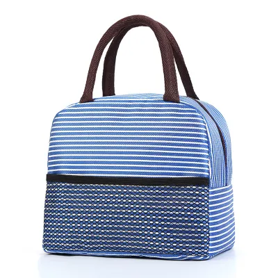 Fashion Stripe Multi-Functional Lunch Bag with Front Pocket