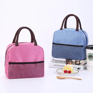Fashion Stripe Multi-Functional Lunch Bag with Front Pocket