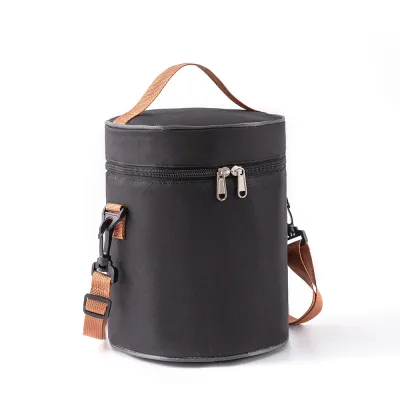Fashion Round Bucket Portable Insulated Outdoor Picnic Lunch Bag 6L Oxford Cloth