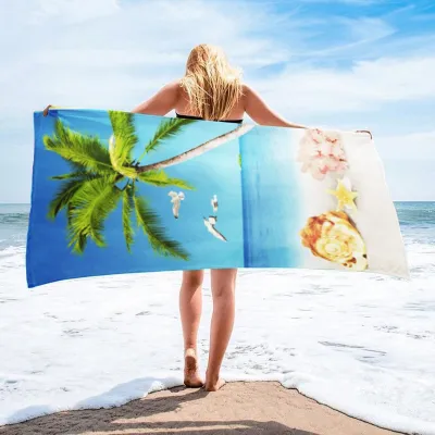 Women Fashion Stripe Digital Printed Microfiber Beach Towel