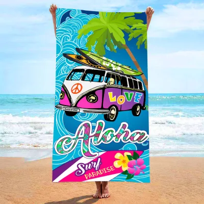 Women Fashion Stripe Digital Printed Microfiber Beach Towel