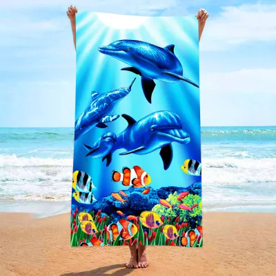 Women Fashion Stripe Digital Printed Microfiber Beach Towel
